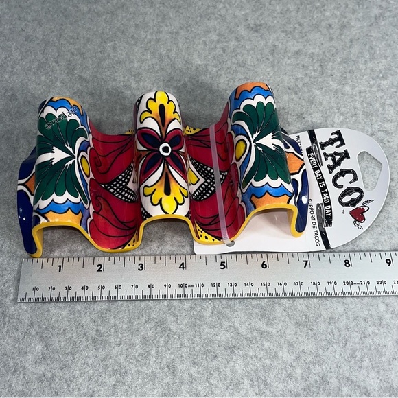 Taco Holder TACO Every Day is Taco Day Multicolor Set of 4 Dinner Serve Ware - Picture 8 of 8